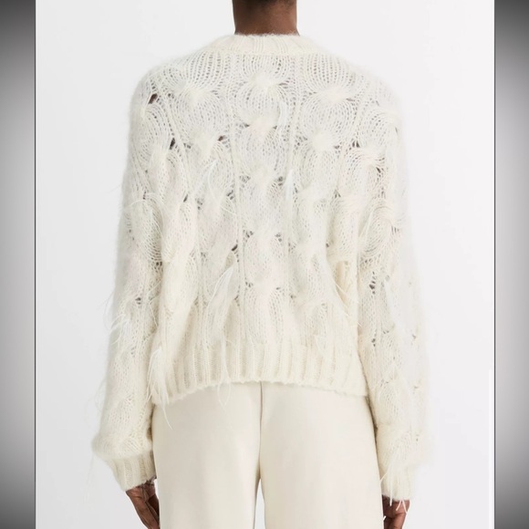 🍂NWT Vince Feather-Appliquéd Italian Cable-Knit Sweater - Picture 4 of 16